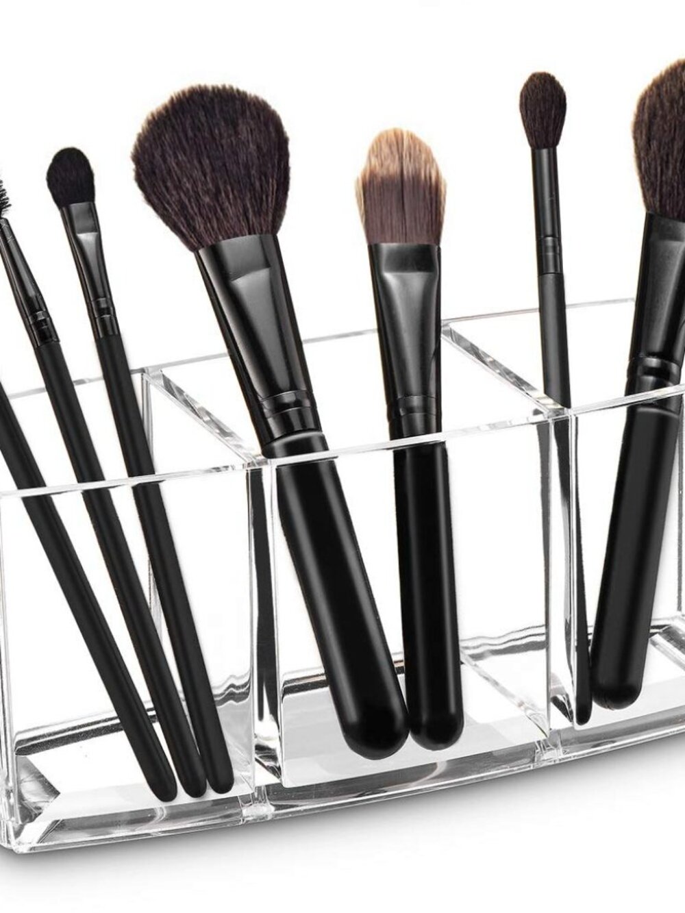 Acrylic Makeup Brush Organizer Holder Clear Cosmetic Brushes Storage with 3 Slot